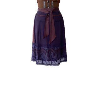 Stills Purple Silk Chiffon and Satin Skirt with Embroidery